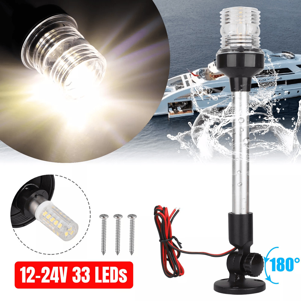 LED Navigation Light Anchor Stern Pole Lamp Fold Down For Boat Yacht Pontoon 0