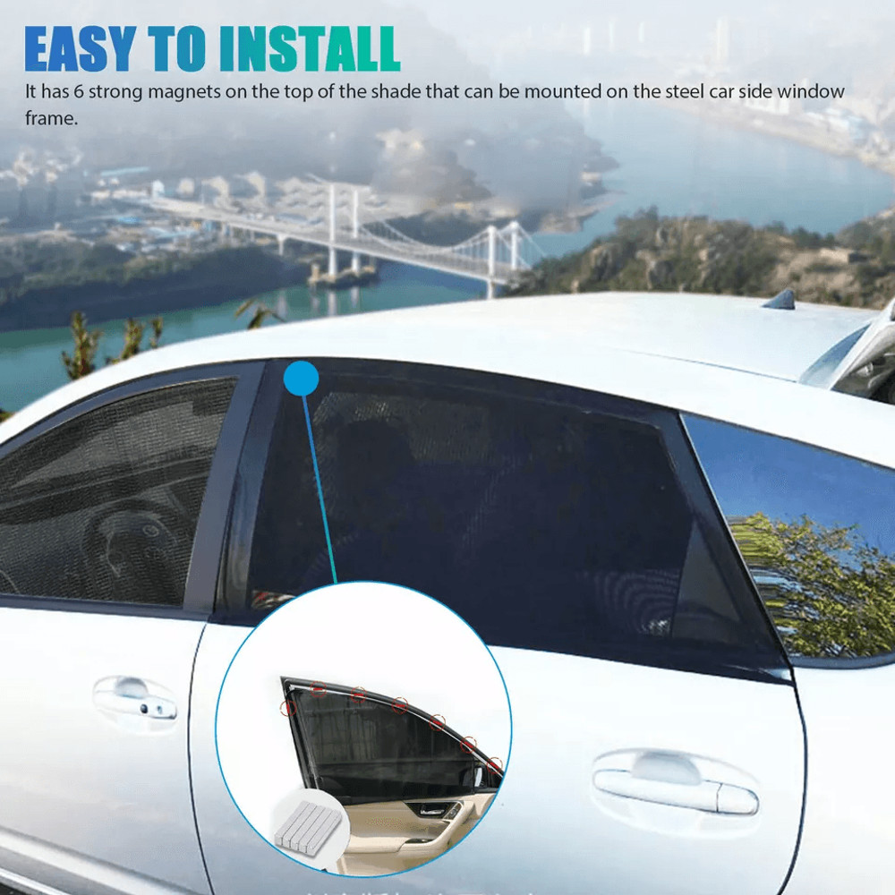 Magnetic Mesh Car Sun Shade UV Block Visor Cover For Side Window Protection 2