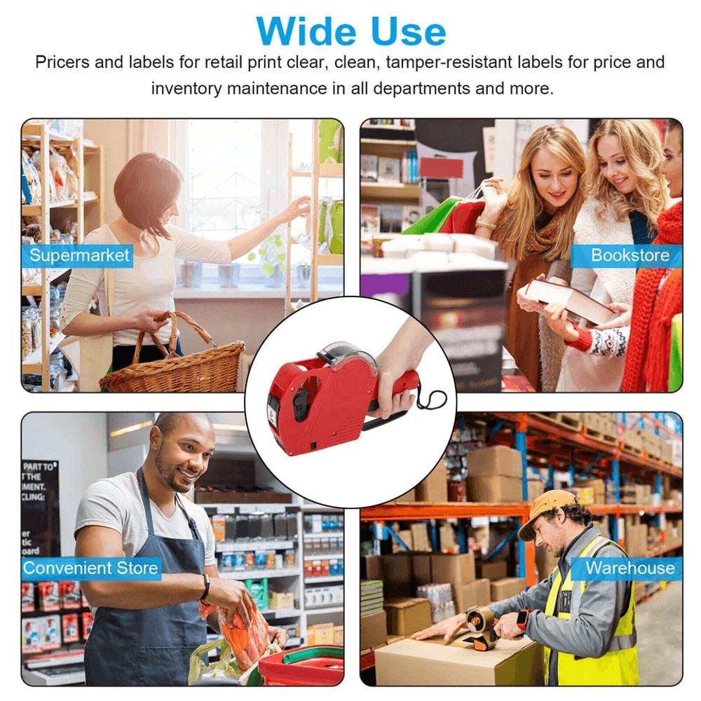 MX5500 8Digit Price Tag Gun Handheld Marking Machine With Labels Ink Roller For Retail And Office 6