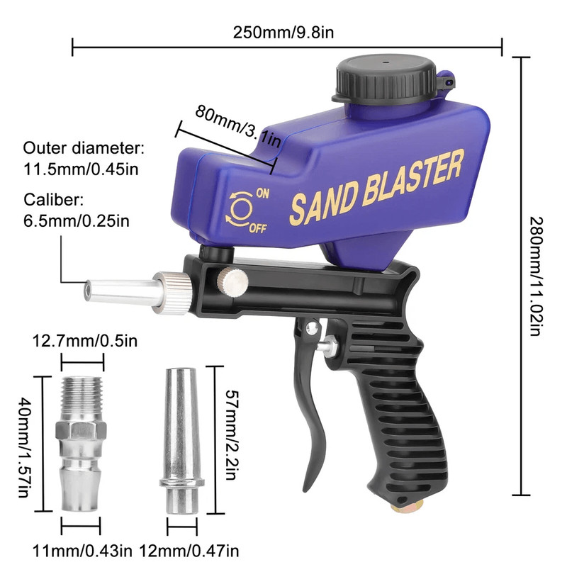 Portable Air Sandblasting Gun Handheld Sand Blaster For Paint Rust Removal 4