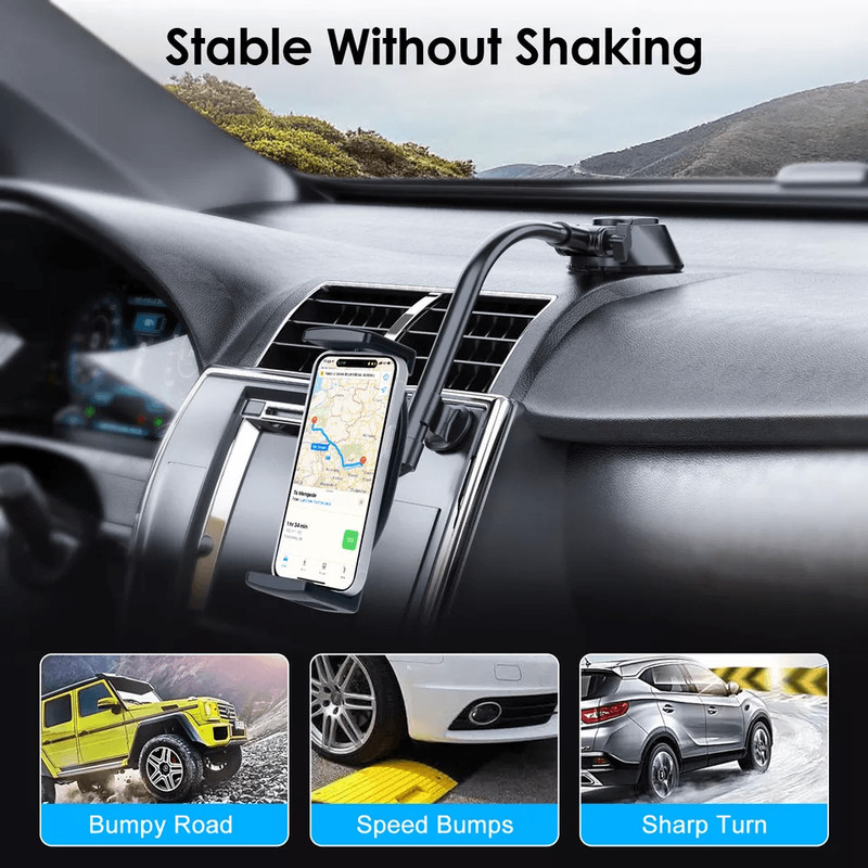 Car Tablet Holder For IPad  Phone Dashboard Windshield Mount With Gooseneck Arm 2