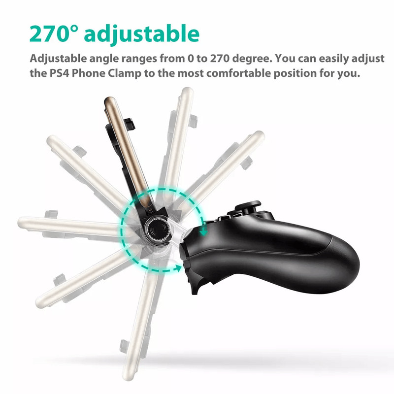Cell Phone Clip Holder For PS4 Controller Joystick Mount Adjustable Stand Clamp For Android 3