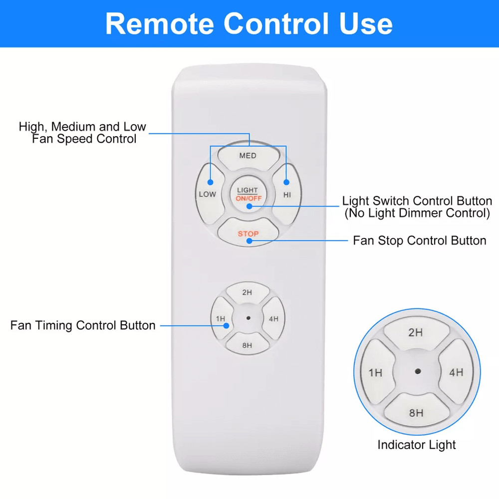 Wireless Remote Control Receiver Kit For Universal Ceiling Fan Light Speed Timing Control Compatibl 8