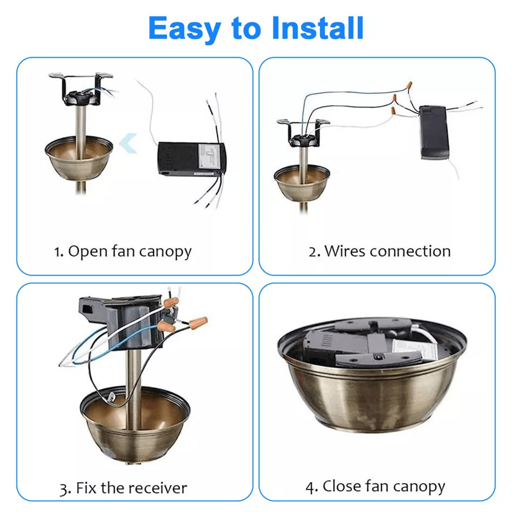 Wireless Remote Control Receiver Kit For Universal Ceiling Fan Light Speed Timing Control Compatibl 9