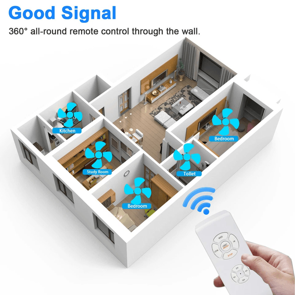 Wireless Remote Control Receiver Kit For Universal Ceiling Fan Light Speed Timing Control Compatibl 6