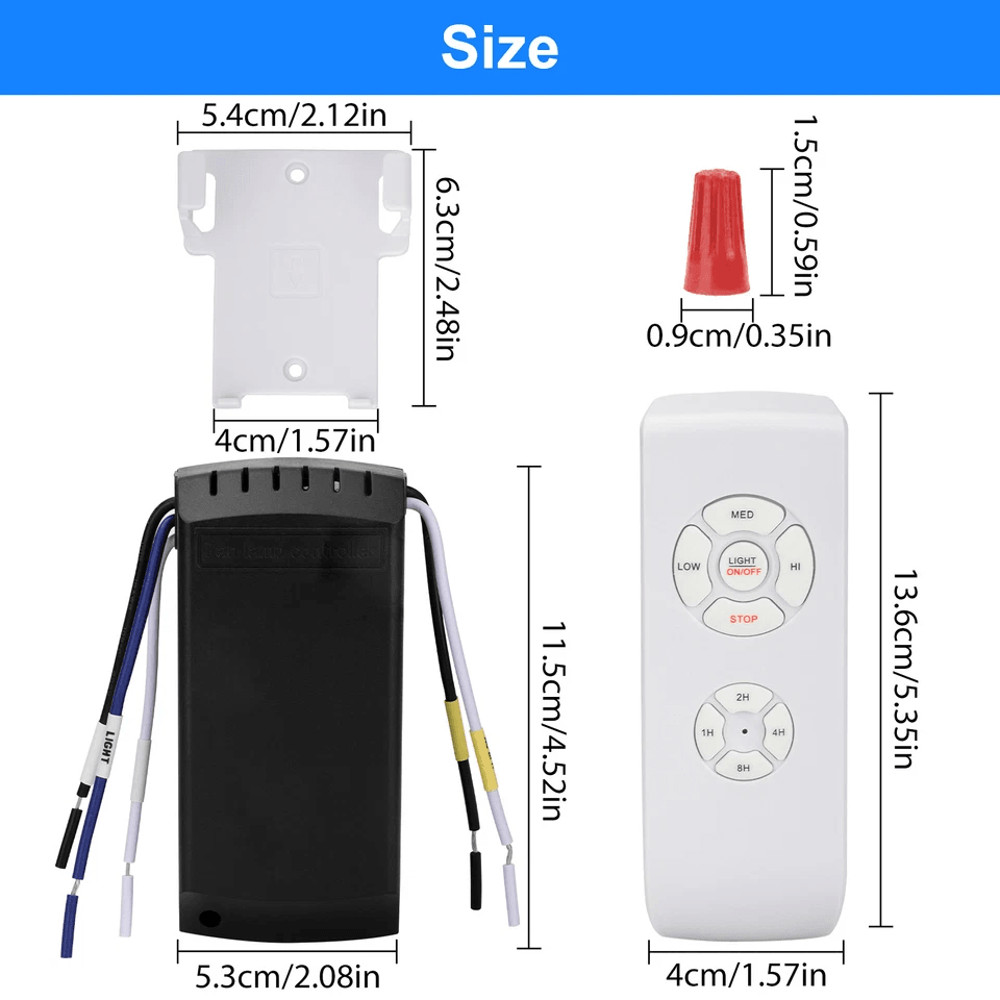 Wireless Remote Control Receiver Kit For Universal Ceiling Fan Light Speed Timing Control Compatibl 10