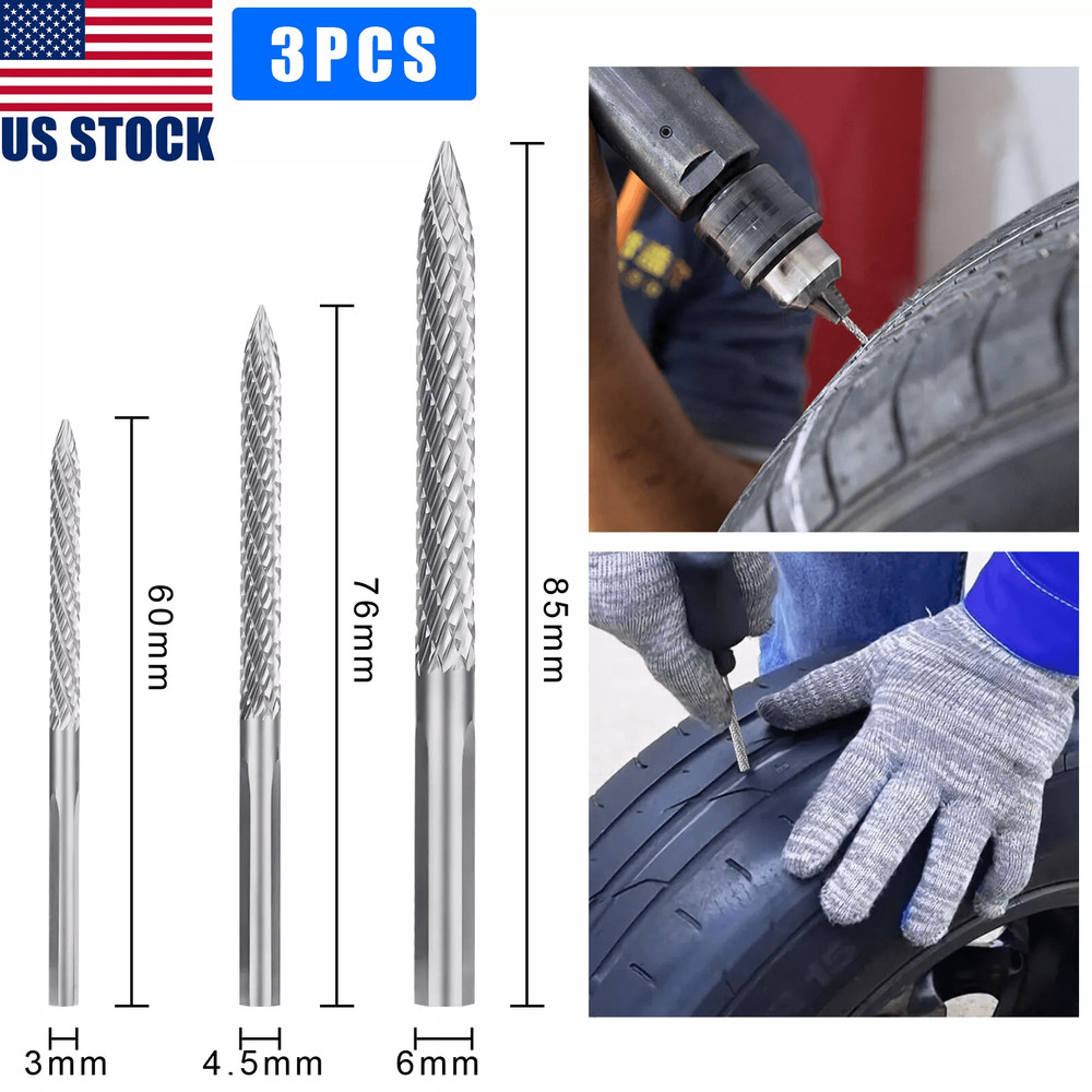 Tire Repair Carbide Burr Drill Bit Cutter Tyre Patch Plug Tool Kit For Efficient Tire Puncture Fix 0