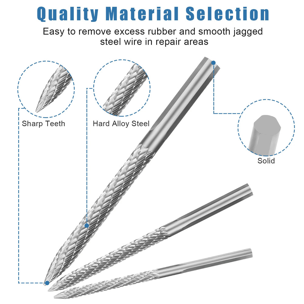 Tire Repair Carbide Burr Drill Bit Cutter Tyre Patch Plug Tool Kit For Efficient Tire Puncture Fix 1