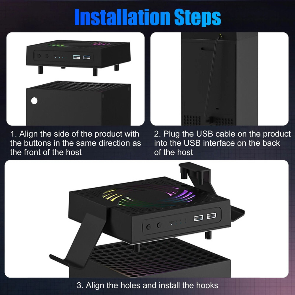 RGB Cooling Fan Stand For Xbox Series X Vertical Cooler With Heat Sink  Airflow Booster 7