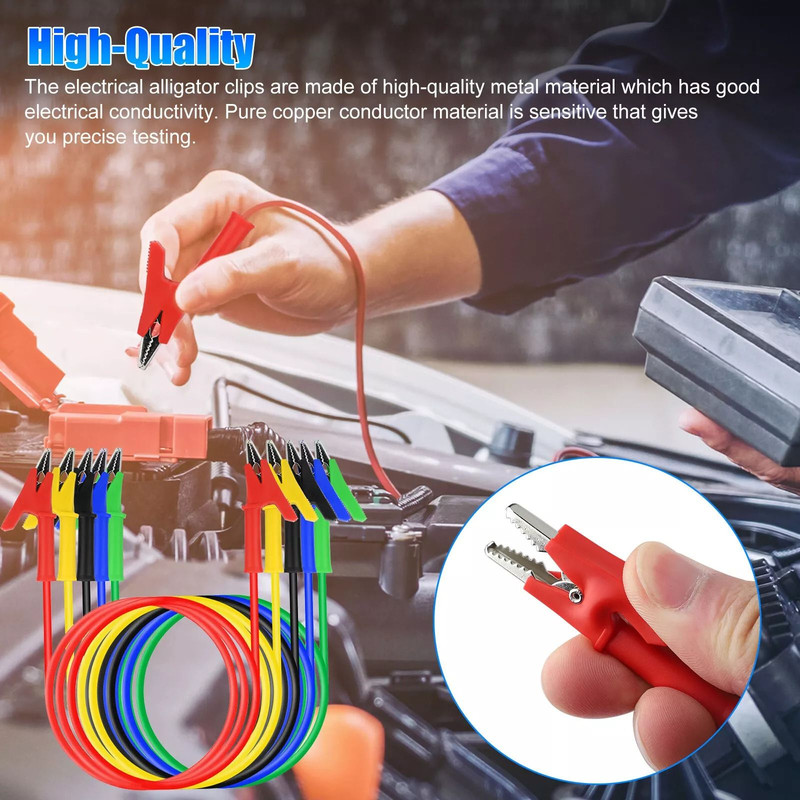 Alligator Clips Electrical Test Leads Set Durable Jumper Wires Cables for Secure Connections 30V