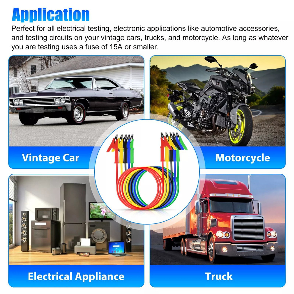Alligator Clips Electrical Test Leads Set Durable Jumper Wires Cables for Secure Connections 30V