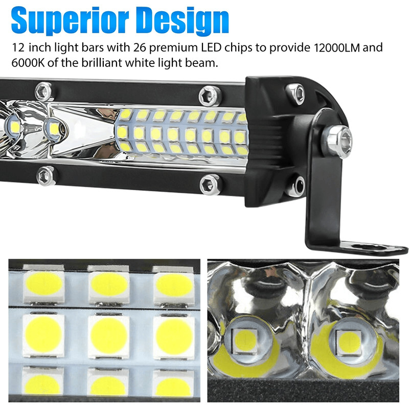 LED Work Light Bar Combo Spot Flood Driving Lamp For SUV ATV Boat Off Road 3