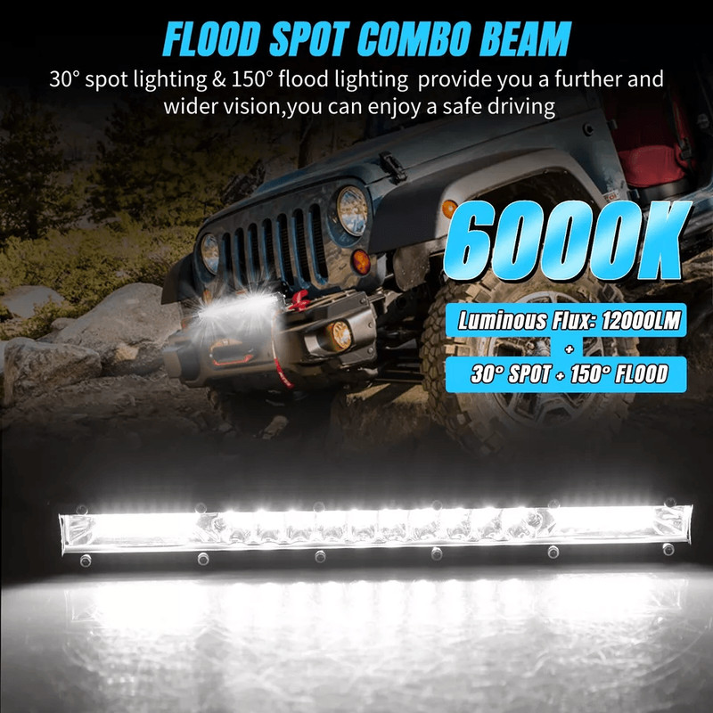 LED Work Light Bar Combo Spot Flood Driving Lamp For SUV ATV Boat Off Road 1