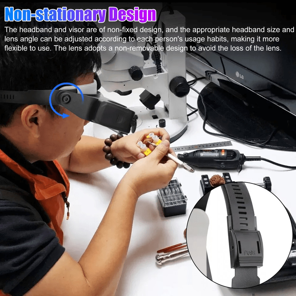 LED Head Magnifying Glass With Adjustable Headband Visor Magnifier For Reading Sewing Electronics R 5