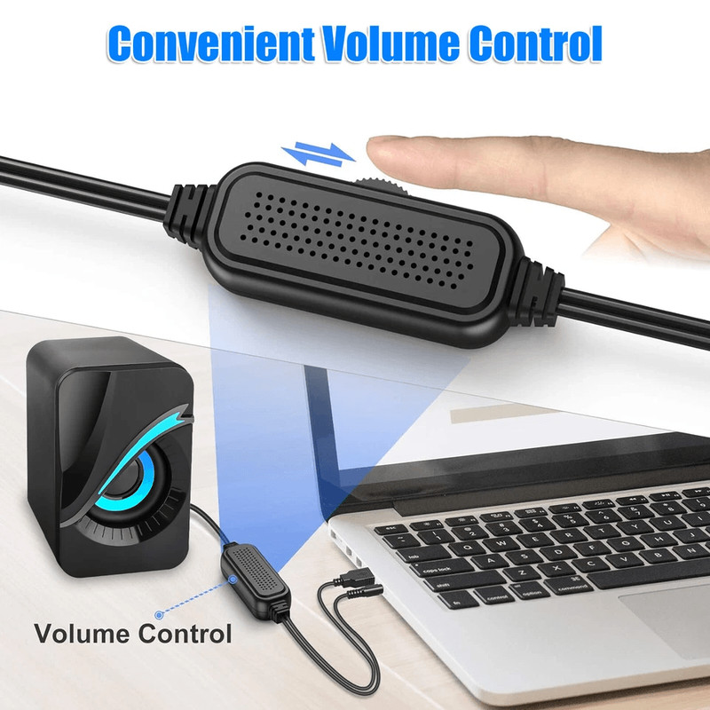 RGB LED Stereo Bass Sound Computer Speakers System USB Wired For Desktop PC Laptop 3