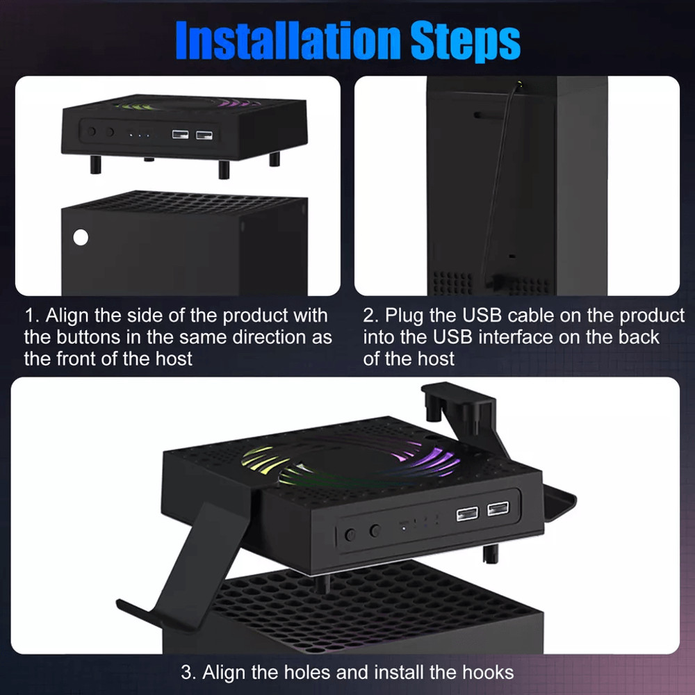 Xbox Series Cooling Fan Vertical Stand Cooler Quiet Console Cooling System With USB Expansion And H 5