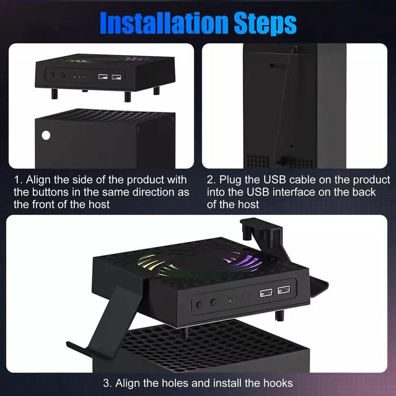Xbox Series Cooling Fan Vertical Stand Cooler Quiet Console Cooling System With USB Expansion And H 5
