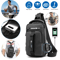 Mens Sling Crossbody Bag With USB Charging Port Waterproof AntiTheft Chest Pack Shoulder Backpack F 0