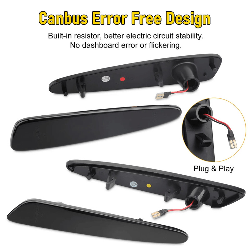 Smoked LED Side Marker Lights Front Rear Turn Signal Lamps 4