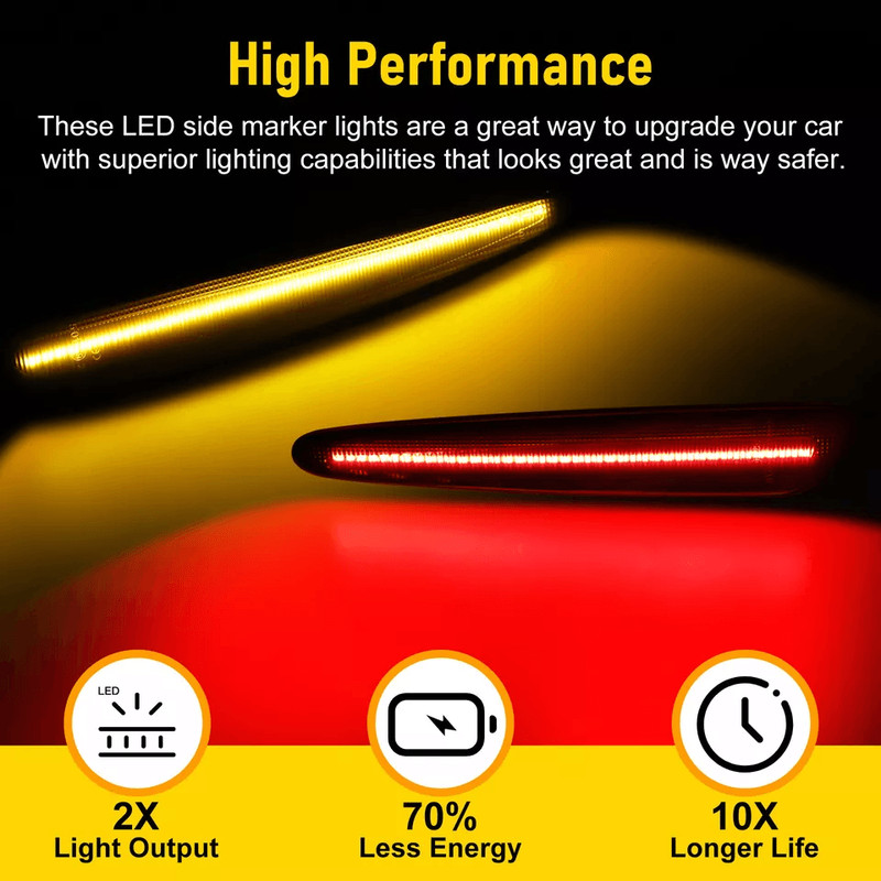 Smoked LED Side Marker Lights Front Rear Turn Signal Lamps 1