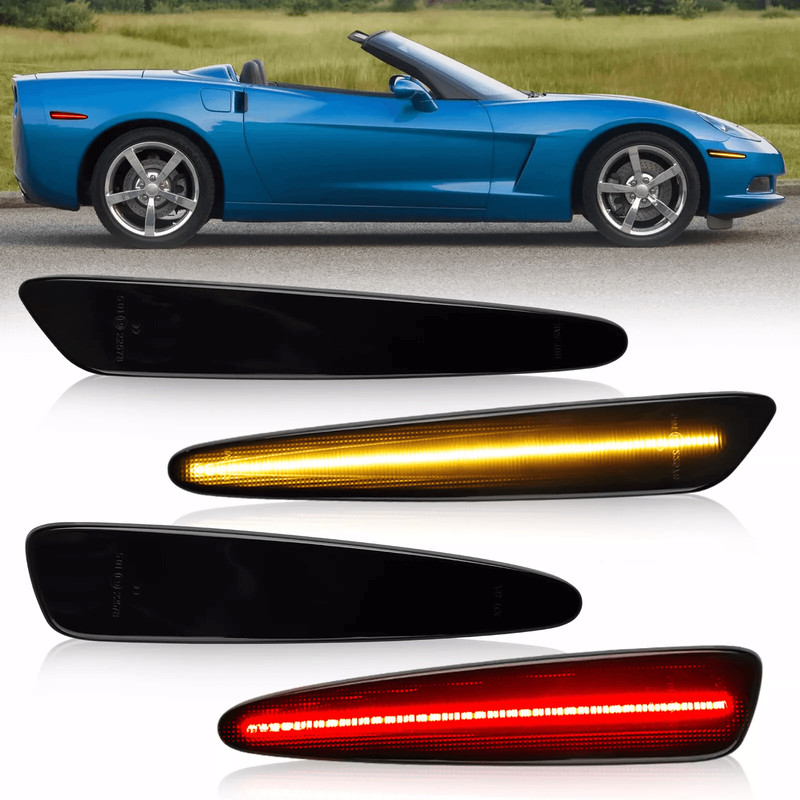 Smoked LED Side Marker Lights Front Rear Turn Signal Lamps 0