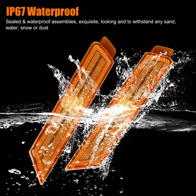 LED Amber Lens Front Side Marker Lights Reflectors 2