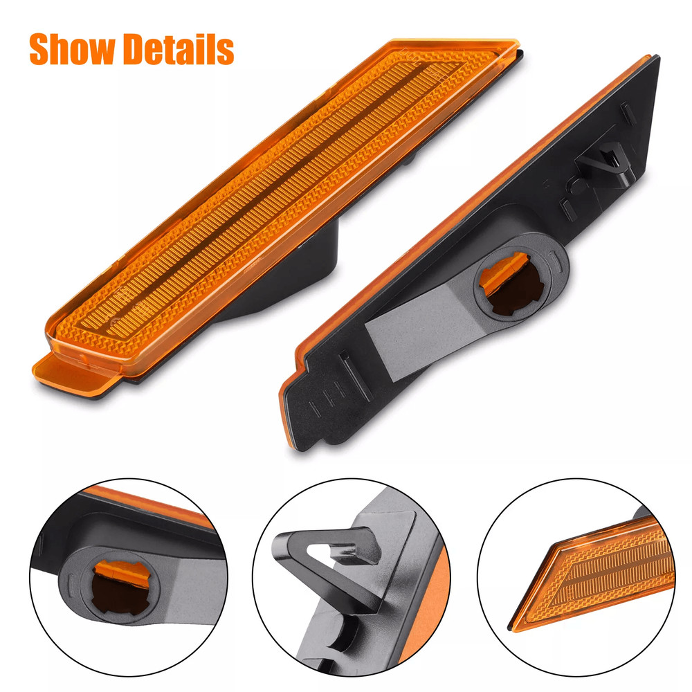 LED Amber Lens Front Side Marker Lights Reflectors 1