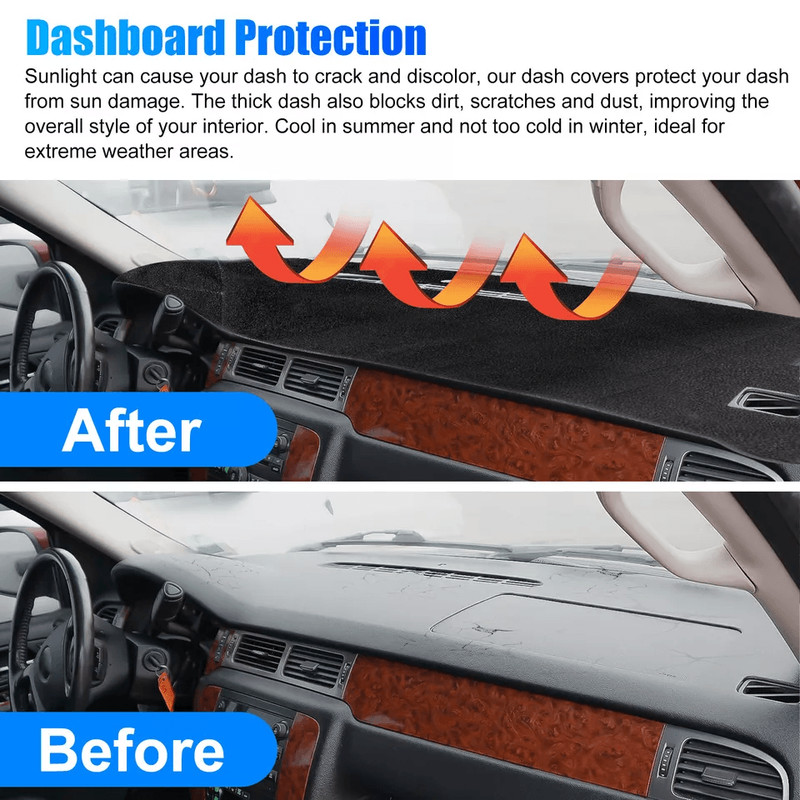 Black Dash Cover Mat Dashboard Sun Protector AntiUV Pad 1