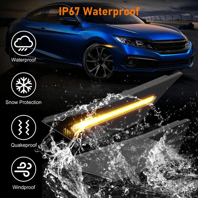 Smoked LED Side Marker DRL Lamps For Honda Civic Signal Light Upgrade 3