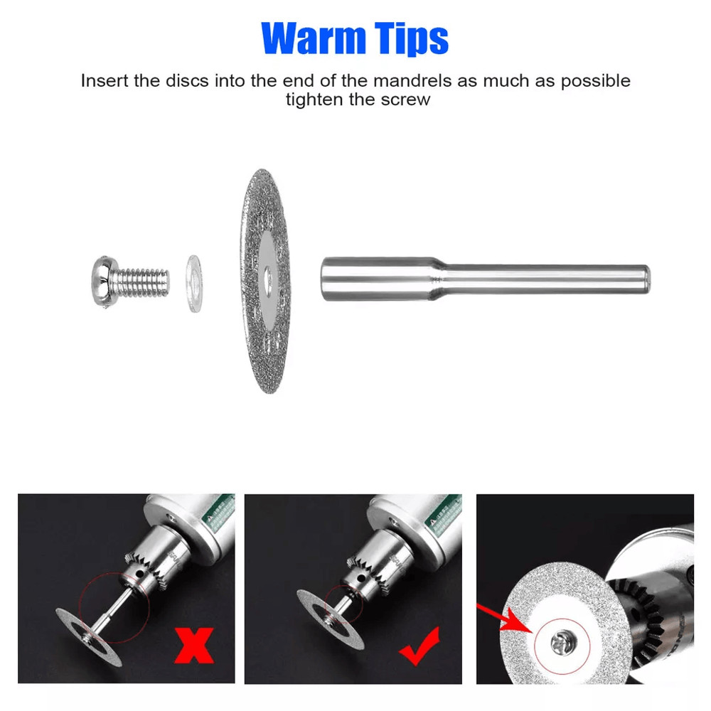 48x Diamond Cutting Wheels For Dremel Rotary Tool Metal Cut Off Disc Set With Mandrels For Grinder  2