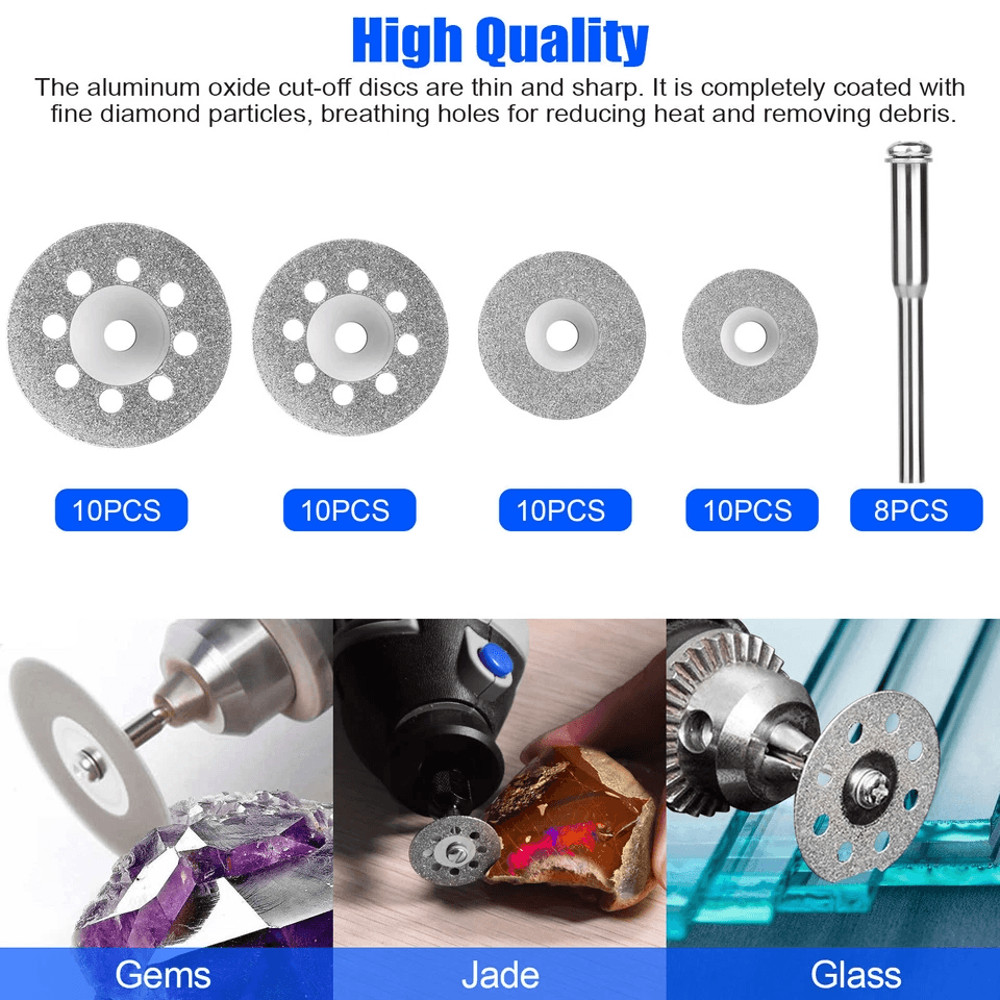48x Diamond Cutting Wheels For Dremel Rotary Tool Metal Cut Off Disc Set With Mandrels For Grinder  1