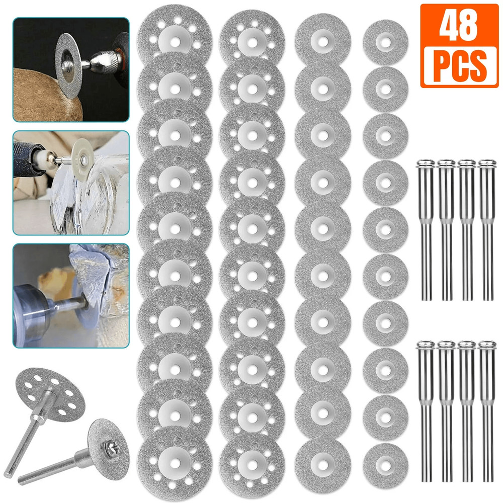 48x Diamond Cutting Wheels For Dremel Rotary Tool Metal Cut Off Disc Set With Mandrels For Grinder  0