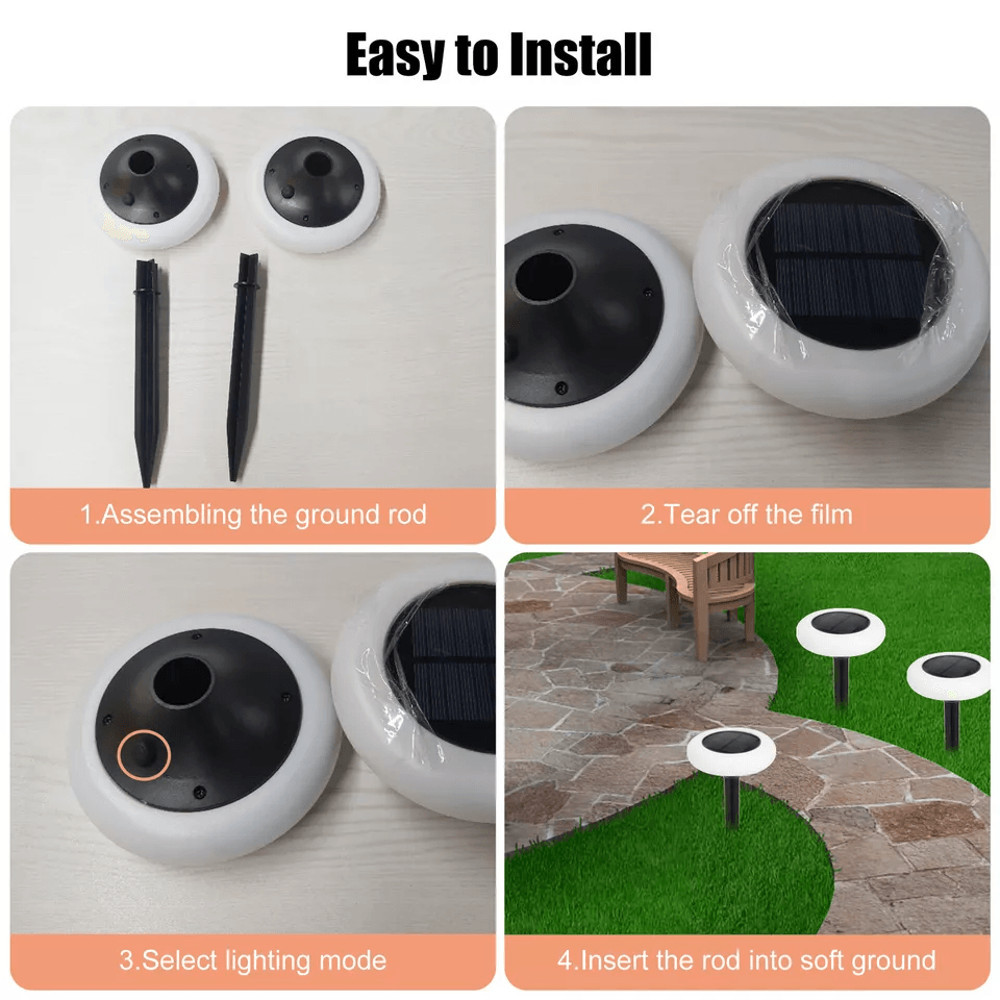 2Pcs Outdoor Solar Pathway Light 7 Color Landscape Lamp For Yard Waterproof LED Garden Lights For C 4