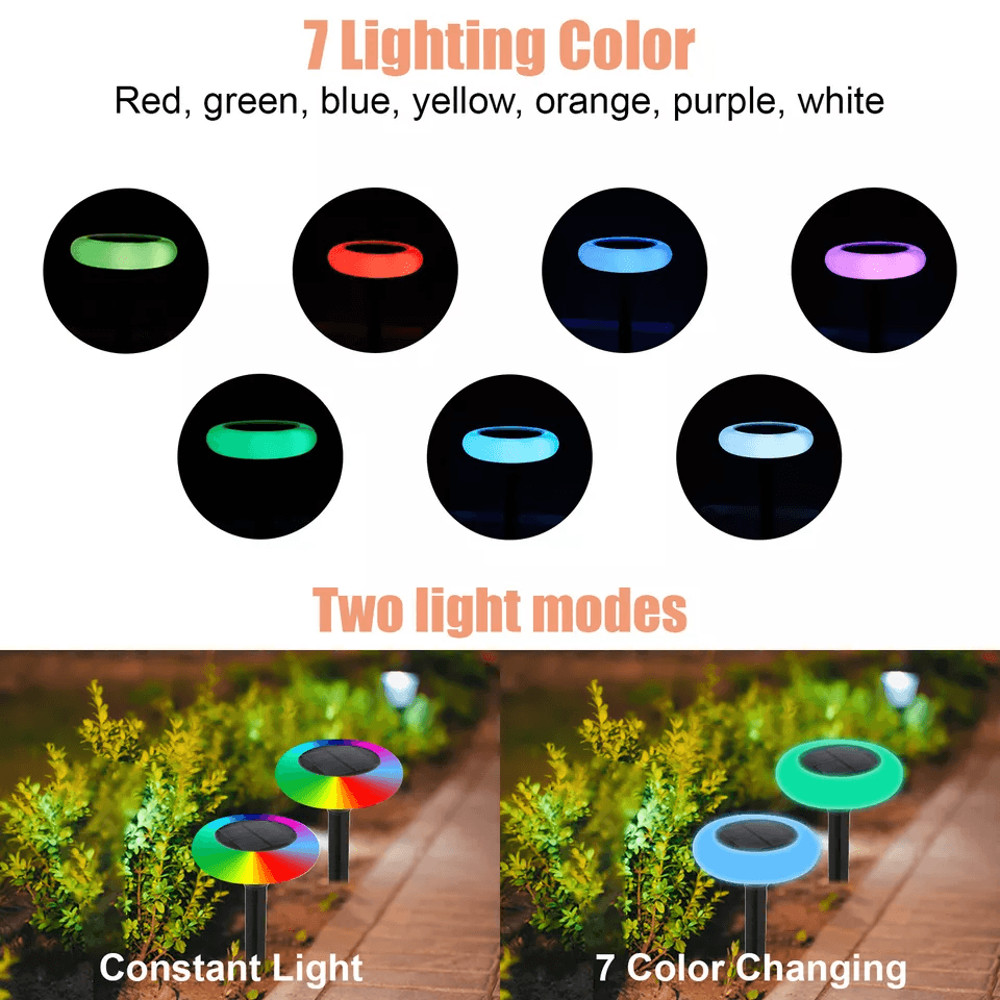 2Pcs Outdoor Solar Pathway Light 7 Color Landscape Lamp For Yard Waterproof LED Garden Lights For C 1