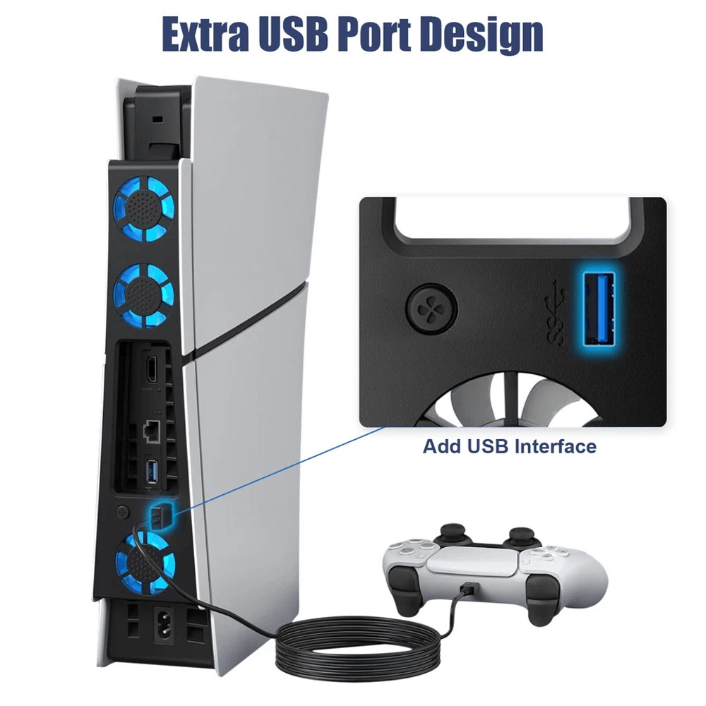 Cooling Fan Cooler External Accessories For PS5 Slim Console With USB LED 4