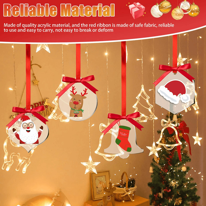 Clear Acrylic Christmas Ornaments Blanks For DIY Holiday Tree Hanging Decor 2