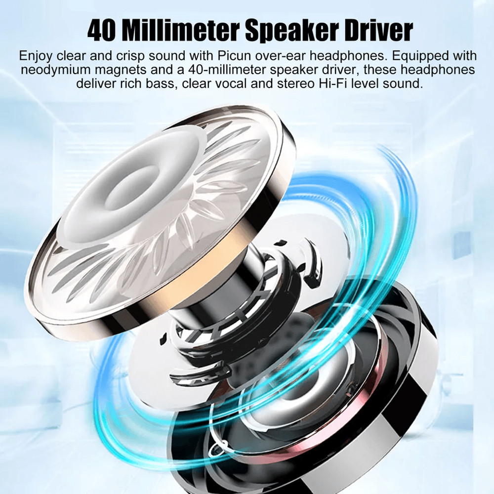 Foldable Earphones OverEar Stereo HiFi Headset With Builtin Mic Volume Control Compatible Gaming 2