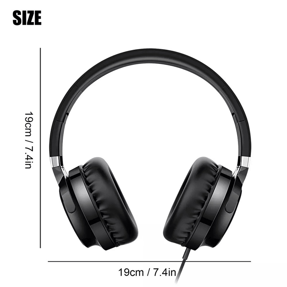 Foldable Earphones OverEar Stereo HiFi Headset With Builtin Mic Volume Control Compatible Gaming 7