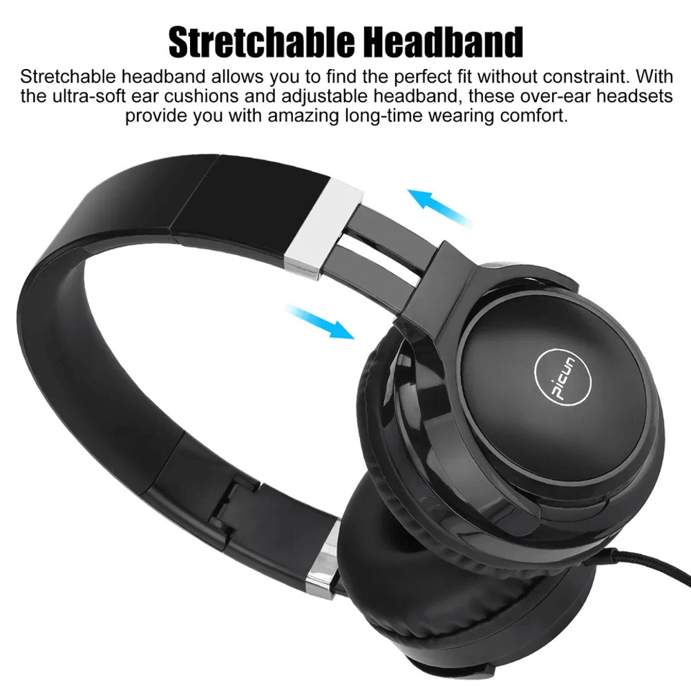Foldable Earphones OverEar Stereo HiFi Headset With Builtin Mic Volume Control Compatible Gaming 6