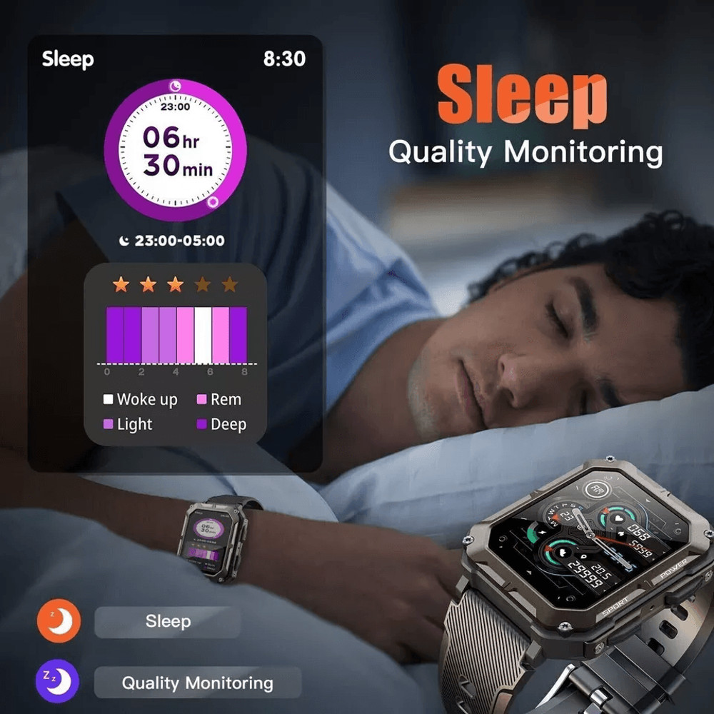 New Blood Pressure Smart Watch Men Military Fitness Tracker Bluetooth Call Wristwatch 4