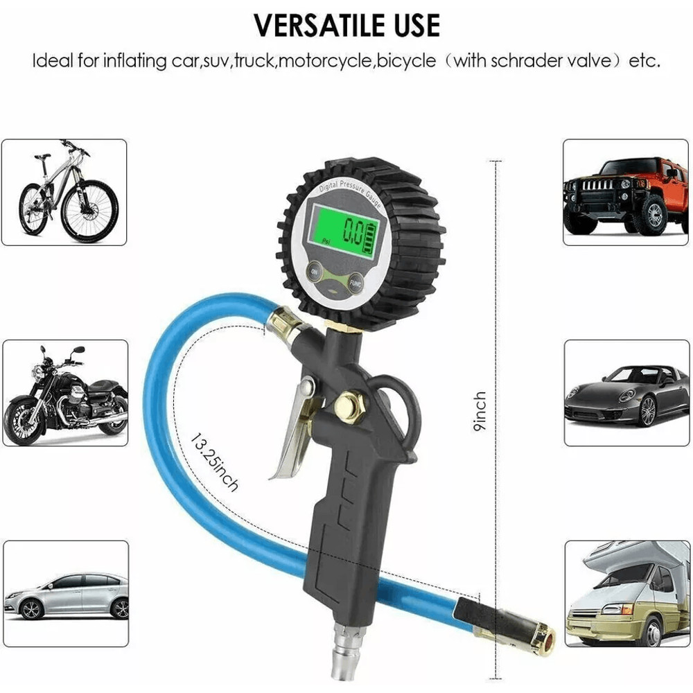 Portable LCD Air Tire Inflator Gun With Pressure Gauge For Car Truck Bike 2