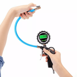 portable lcd air tire inflator gun with pressure gauge for car truck bike
