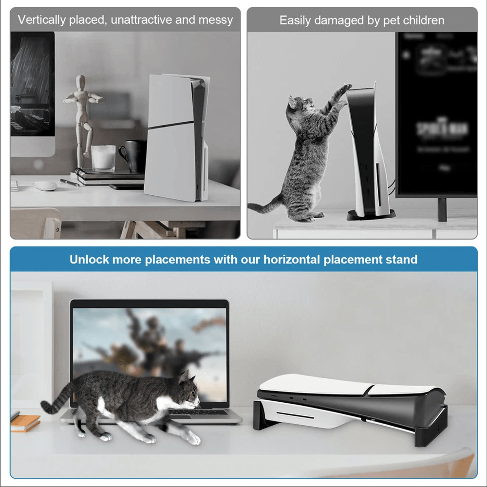 Slim Horizontal Stand Base Holder SlipResistant Accessories For Playstation Slim DigitalUltra With  4