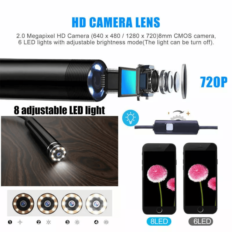 LED WiFi Borescope Endoscope Snake Inspection Camera For IPhone Android IOS Waterproof HD Scope 2