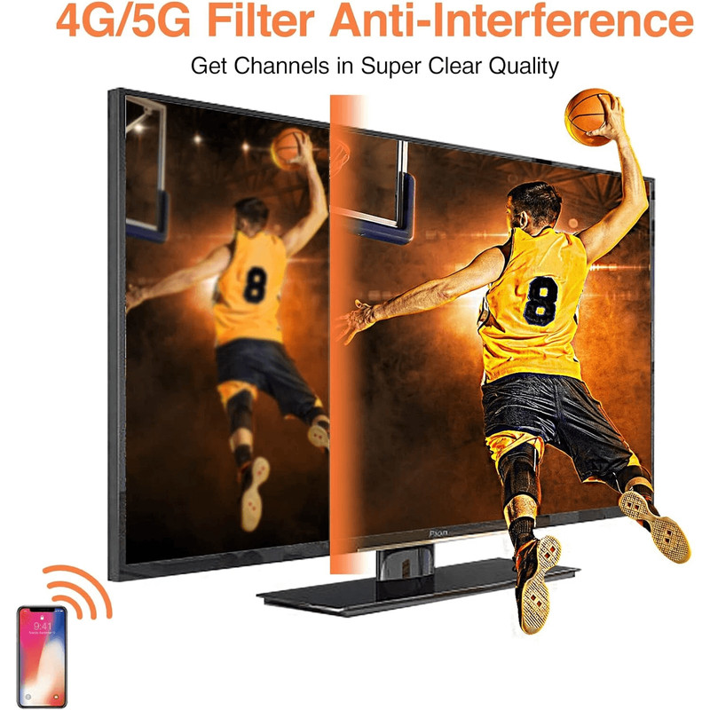 3600 Miles Digital TV Antenna Indoor HDTV Amplified Signal Booster 4K Long Range USB Powered Coax C 5