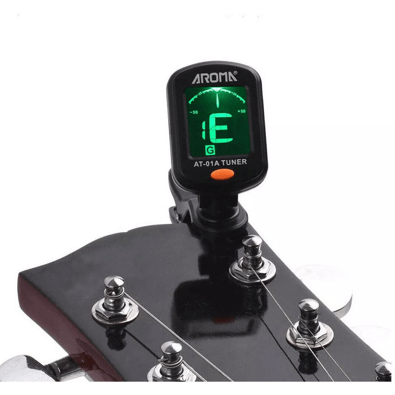 ClipOn LCD Digital Tuner For Guitar Bass Violin Ukulele AT01A Chromatic Vibration Tuner With Color  1