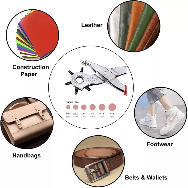 Heavy Duty Leather Hole Punch Hand Pliers Belt Holes Puncher Tool With Size Options Ergonomic Grip 2