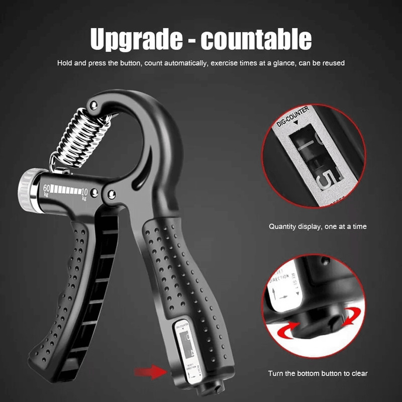 Hand Grip Strength Power Trainer With Adjustable Resistance Gripper Strengthener Gym Exerciser With 1
