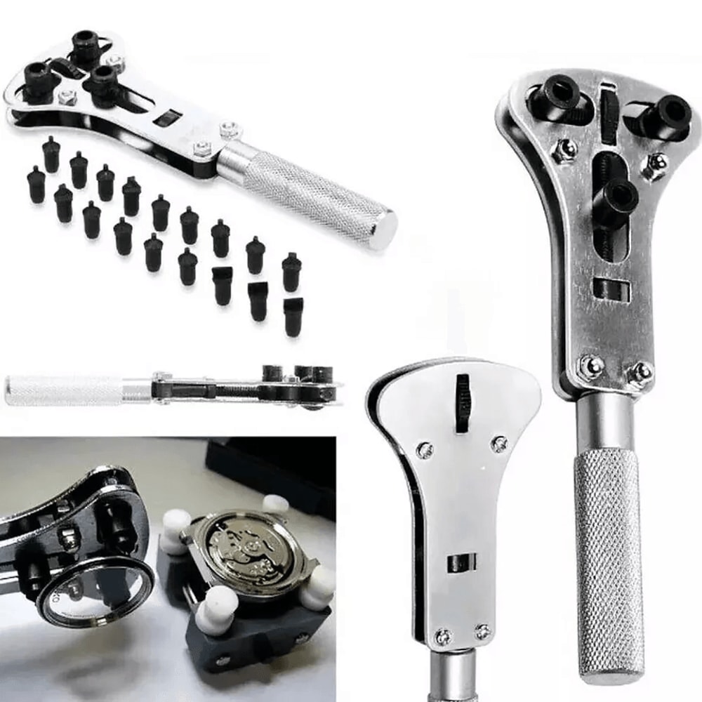 Heavy Duty Watch Case Opener Wrench Watch Band Back Cover Fixer Repair Tool Kit With Adjustable Bat 4