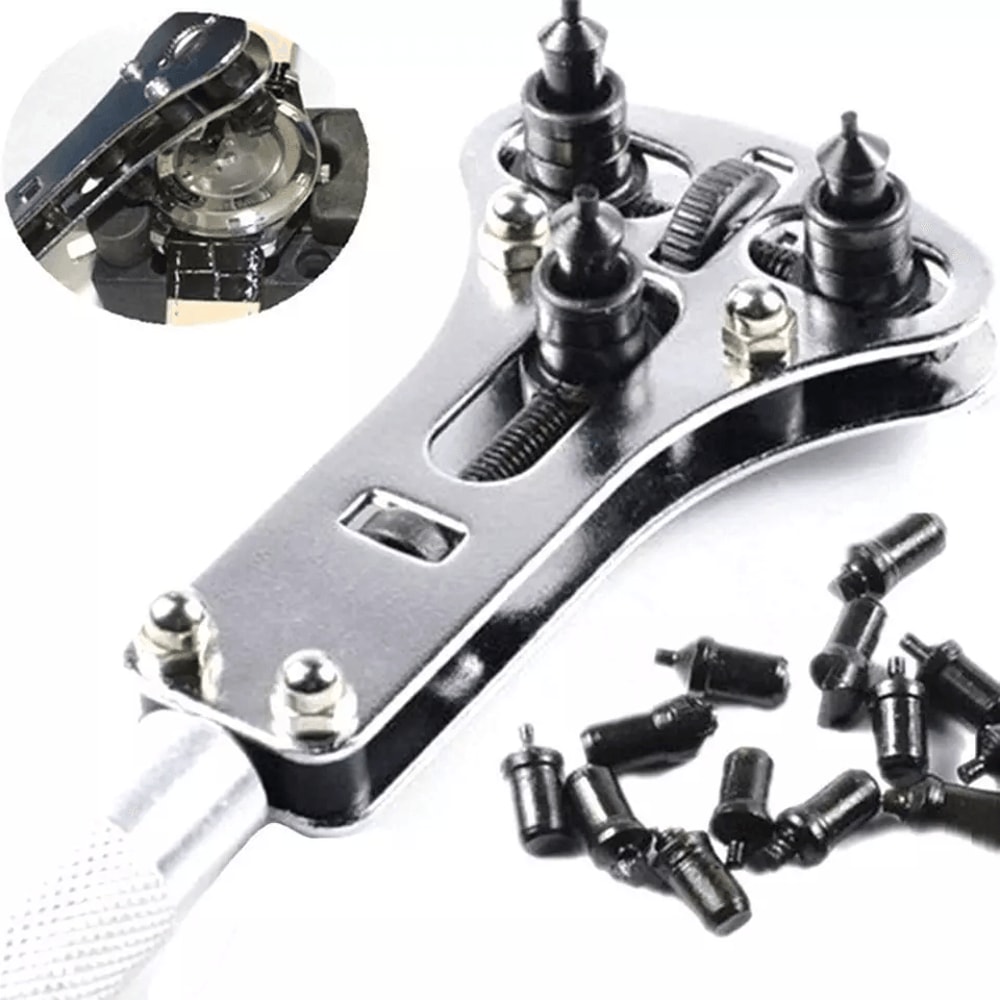 Heavy Duty Watch Case Opener Wrench Watch Band Back Cover Fixer Repair Tool Kit With Adjustable Bat 5